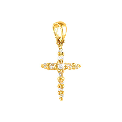 18.4mm Dije Oro 14k Cruz con Diamantes Naturales