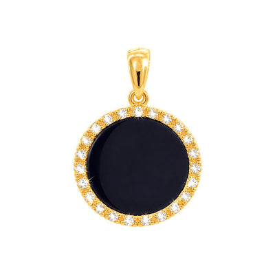 13mm Dije Disco Lapislázuli Oro 14k con Diamantes Naturales