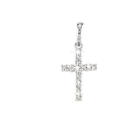 Dije Oro Blanco 14k Cruz con Diamantes Naturales