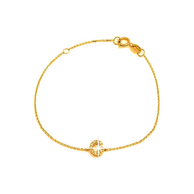Brazalete de Dama Oro 14k Inicial con Diamantes Naturales