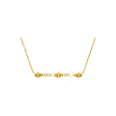 26mm Collar Oro 14k Barra con Diamantes Naturales