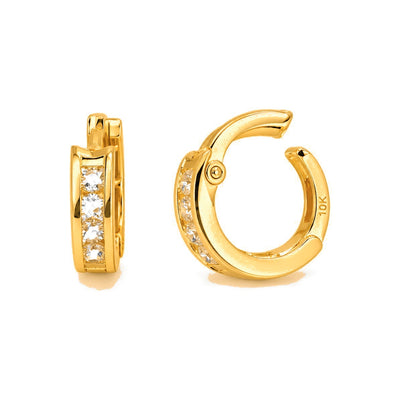 Aretes de Dama Oro 10k Aro Grueso Canal de Circonios