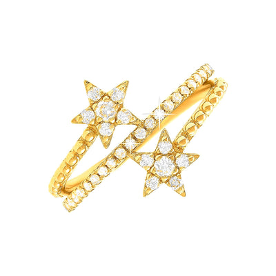 Anillo de Dama Oro 14k Estrella Redondos con Diamantes Naturales