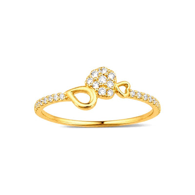 Anillo de Dama Oro 14k Racimo con Gota y Corazón
