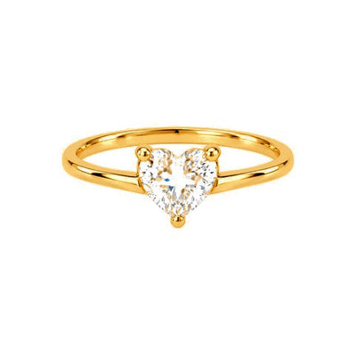 Anillo de Matrimonio para Dama Oro 10k Solitario Corazón Banda Lisa