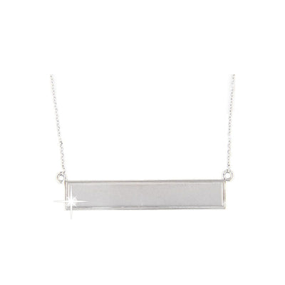 32.10mm Collar Oro Blanco 14k Barra con Diamantes Naturales