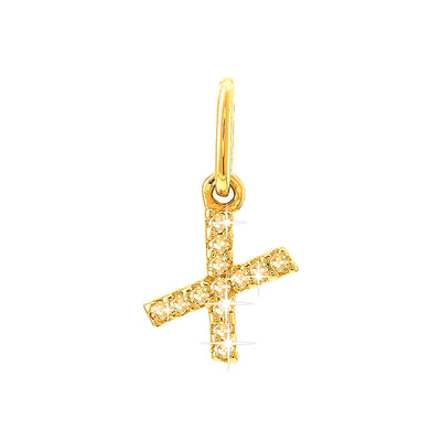 12mm Dije Oro 14k Inicial Pavé con Diamantes Naturales