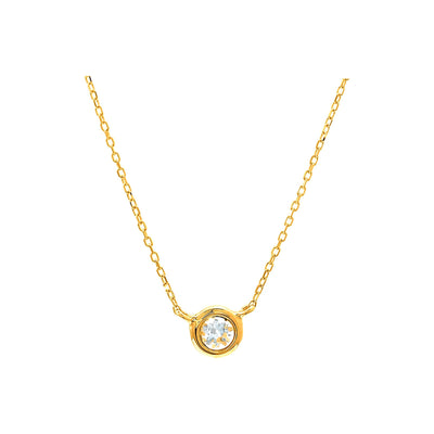 5mm Collar Oro 14k Redondos con Aguamarina