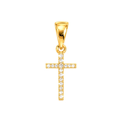 17x5x1mm Dije Cruz Oro 10k con Diamantes Naturales