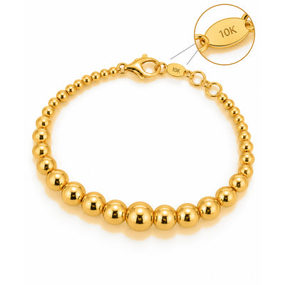 Brazalete de Dama Oro 10k Bolitas Graduadas