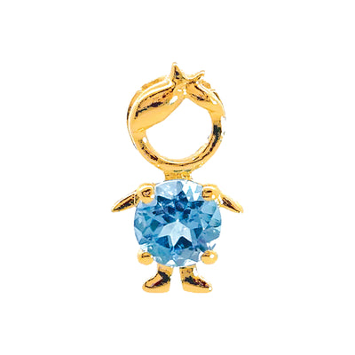6x11mm Dije Oro 14k Niño con Topacio Azul