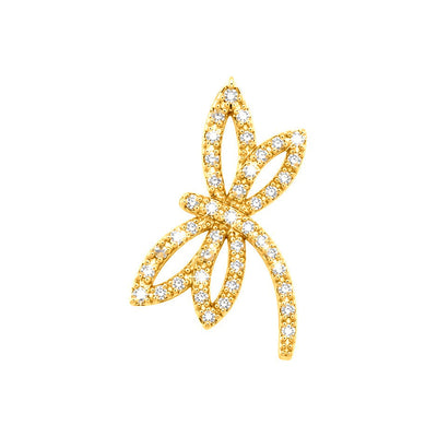 18.5x13.3mm Dije Libélula Oro 14k con Diamantes Naturales