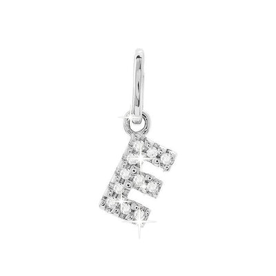 12mm Dije Oro Blanco 14k Inicial Pavé con Diamantes Naturales
