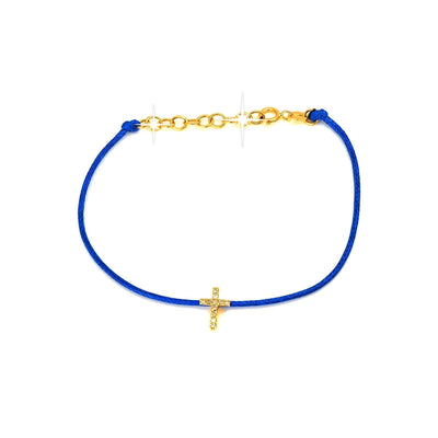 6x9mm Brazalete de Dama Oro 14k Cruz Pavé con Diamantes Naturales