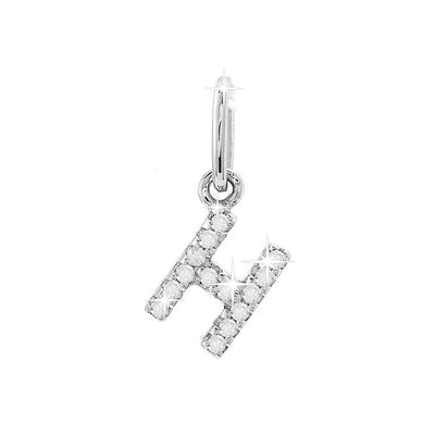 12mm Dije Oro Blanco 14k Inicial Pavé con Diamantes Naturales