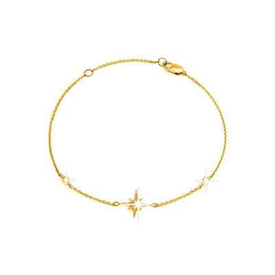 9mm Brazalete de Dama Oro 14k Estrella Pavé con Diamantes Naturales