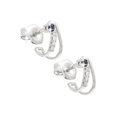 Aretes de Dama Oro Blanco 14k Redondos con Zafiro y Diamantes Naturales