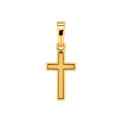 10mm x 5mm Dije Cruz con Centro Texturizado Oro 14k