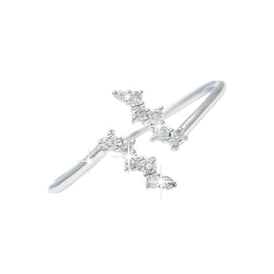 Anillo de Dama Oro Blanco 14k Redondos con Diamantes Naturales