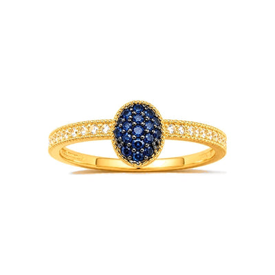 Anillo de Dama Oro 14k Ovalo Pave Azul