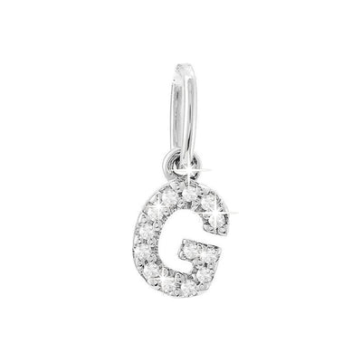 12mm Dije Oro Blanco 14k Inicial Pavé con Diamantes Naturales