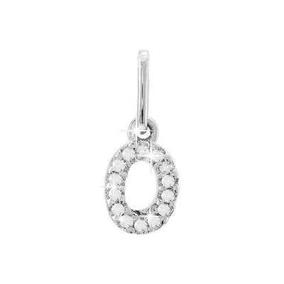 12mm Dije Oro Blanco 14k Inicial Pavé con Diamantes Naturales