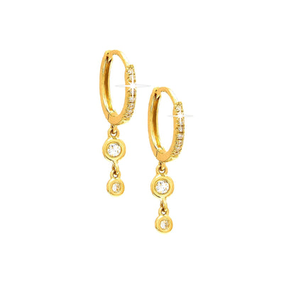 21mm Aretes de Dama Oro 14k Argolla Redondos con Diamantes Naturales