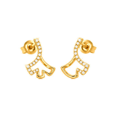 9x14mm Aretes de Dama Oro 14k Ala Abstracta con Diamantes Naturales