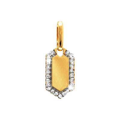 7x17mm Dije Placa Hexagonal Oro 14k con Diamantes Naturales