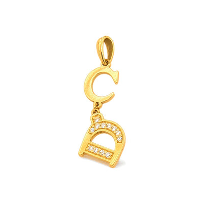 Dije Iniciales C y D Oro 14k con Circonios