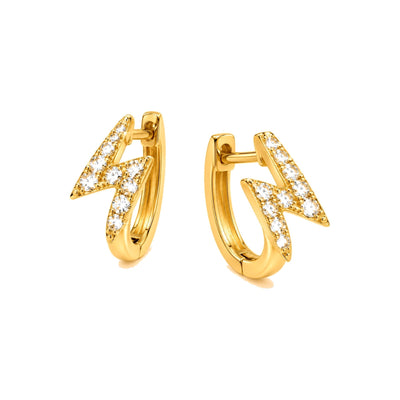Aretes de Dama Oro 14k Huggie Rayo con Diamantes Naturales