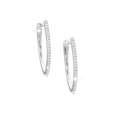 20mm Aretes de Dama Oro Blanco 14k Argolla con Diamantes Naturales
