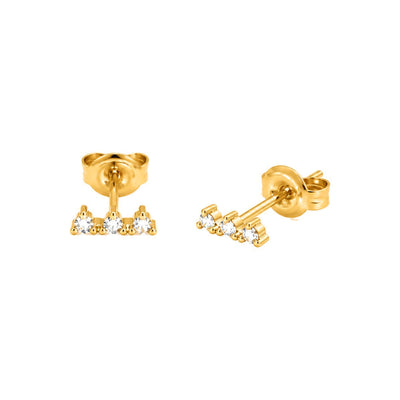 3x7mm Aretes de Dama Oro 14k Barra de Tres Diamantes Naturales