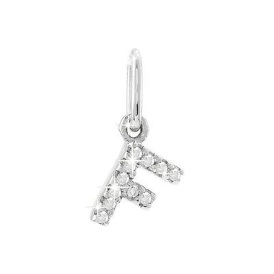12mm Dije Oro Blanco 14k Inicial Pavé con Diamantes Naturales