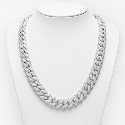 13MM Cadena Cubana Pavé Piedras Levantadas Moissanite S925