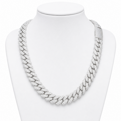 15MM Cadena Cubana 3 Fila Moissanite S925