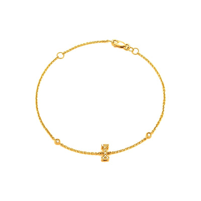 7mm Brazalete de Dama Oro 14k Inicial Pavé