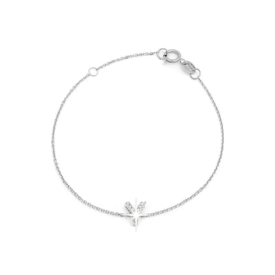 Brazalete de Dama Oro Blanco 14k Inicial con Diamantes Naturales