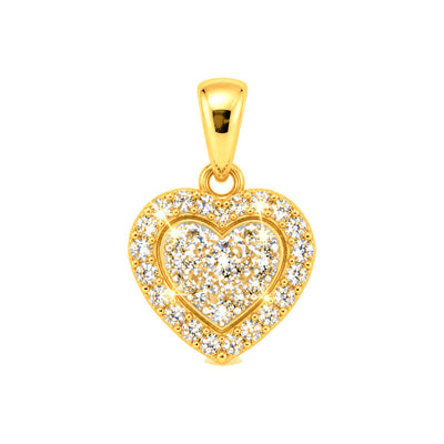 Dije Corazón Oro 10k Cluster con Halo de Circonios