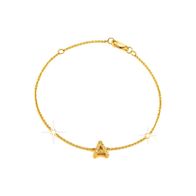 7mm Brazalete de Dama Oro 14k Inicial Pavé con Diamantes Naturales