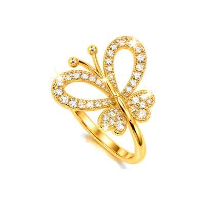 Anillo de Dama Oro 10k Mariposa con Diamantes Naturales