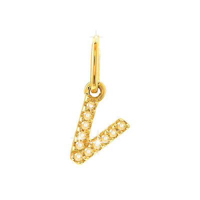 12mm Dije Oro 14k Inicial Pavé con Diamantes Naturales