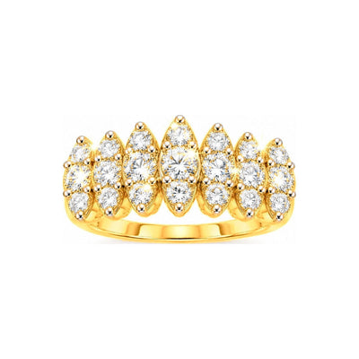Anillo de Matrimonio para Dama Oro 14k Dos Tonos Hilera de Diamantes Naturales