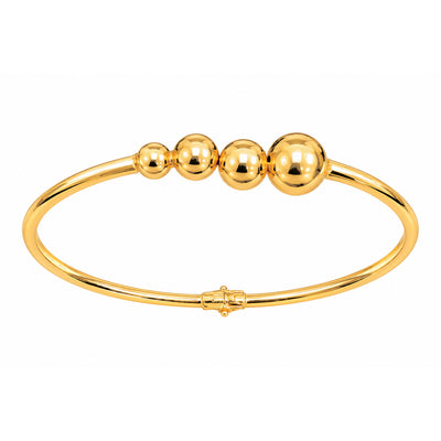 Brazalete de Dama Oro 14k Rígido con Bolitas Graduadas