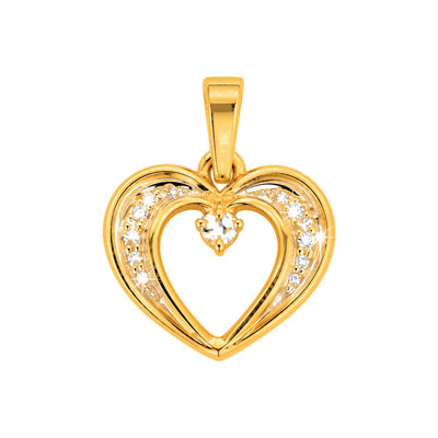 Dije Corazón Contorno Oro 14k con Diamantes Naturales