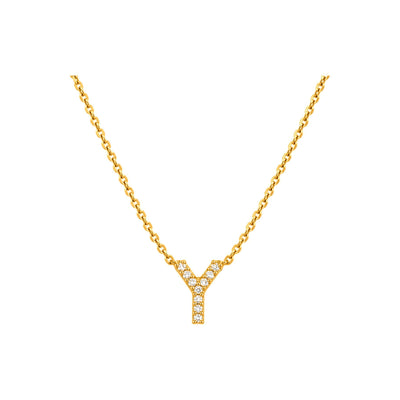 Dije Letra Y Oro 14k con Diamantes Naturales