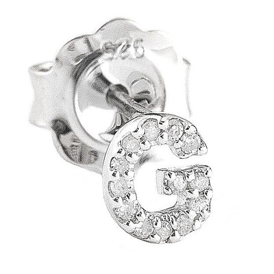 Pre Orden - Arete de Dama Plata 925 Inicial G con Circonios