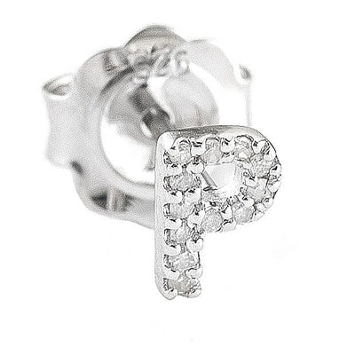 Pre Orden - Arete de Dama Plata 925 Inicial P con Circonios