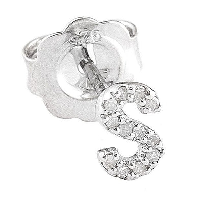 Pre Orden - Arete de Dama Plata 925 Inicial S con Circonios