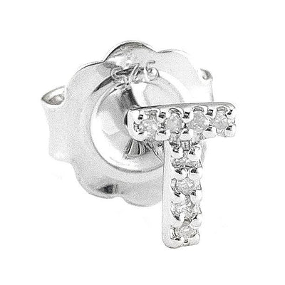 Pre Orden - Arete de Dama Plata 925 Inicial T con Circonios